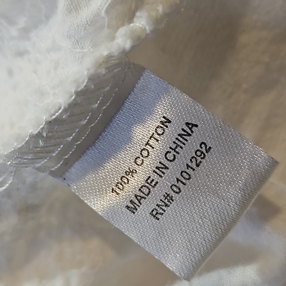 Lulu-B Asymmetrical Pull On Embroidered and Rag White Blouse 100% Cotton Size M - Picture 9 of 9